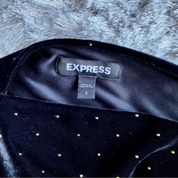 Express NWOT Black Velour Studded Dress Size 2 - Picture 9 of 11